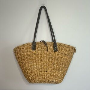 J. Crew Woven Sea Grass Tote Purse Tan Beige Large Bag